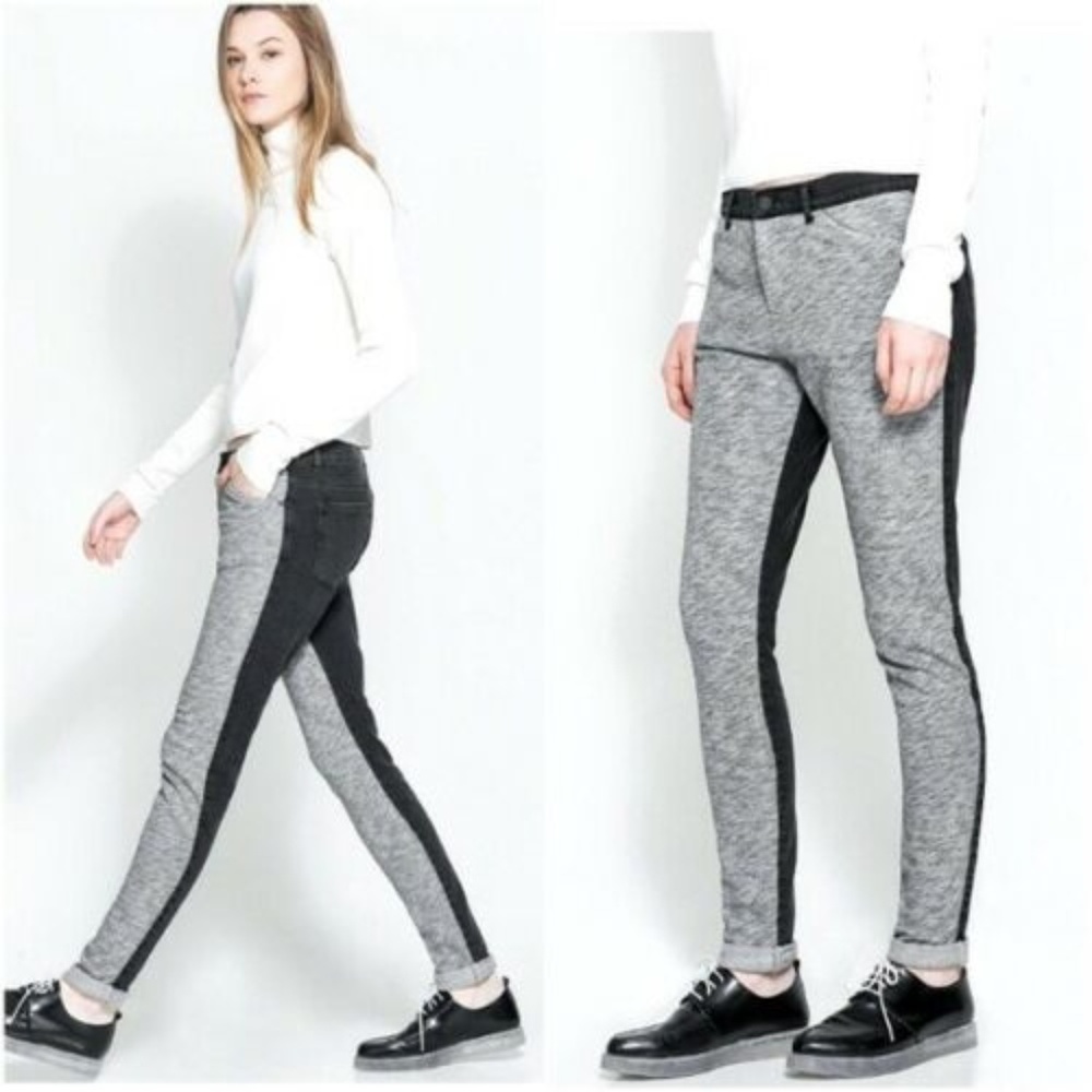 Zara Trendy Black Gray Sweats Jogger Denim Jeans 2